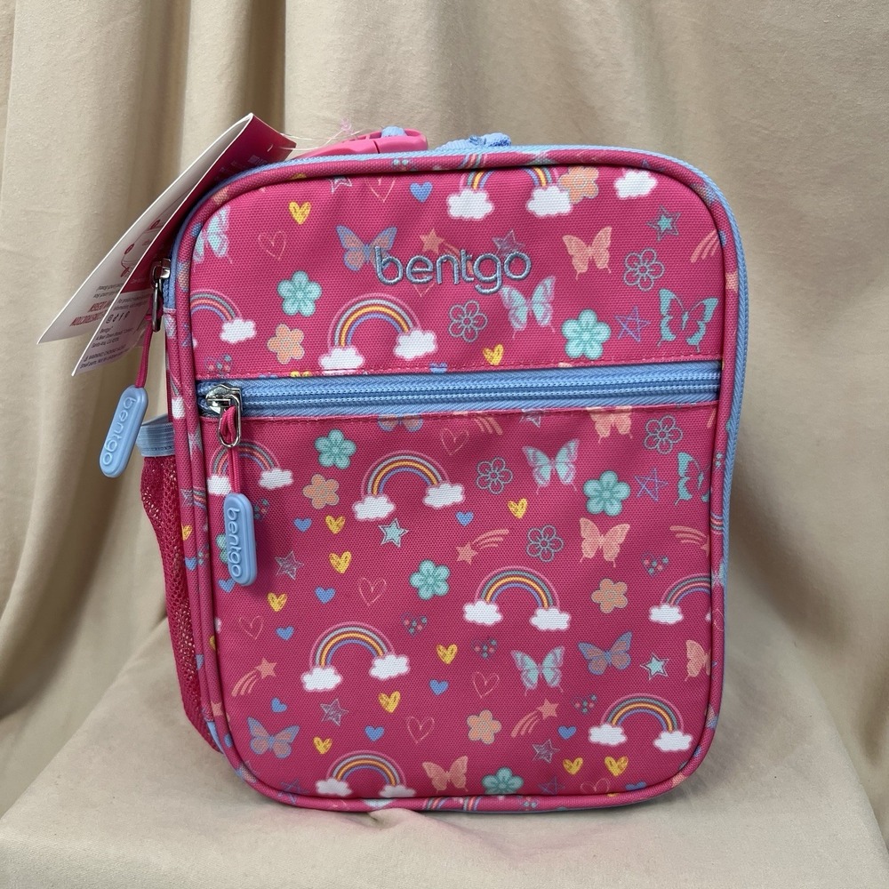 Bentgo Kids Insulated Lunch Tote Pink Rainbow Water-Resistant ‎ Ages 3+